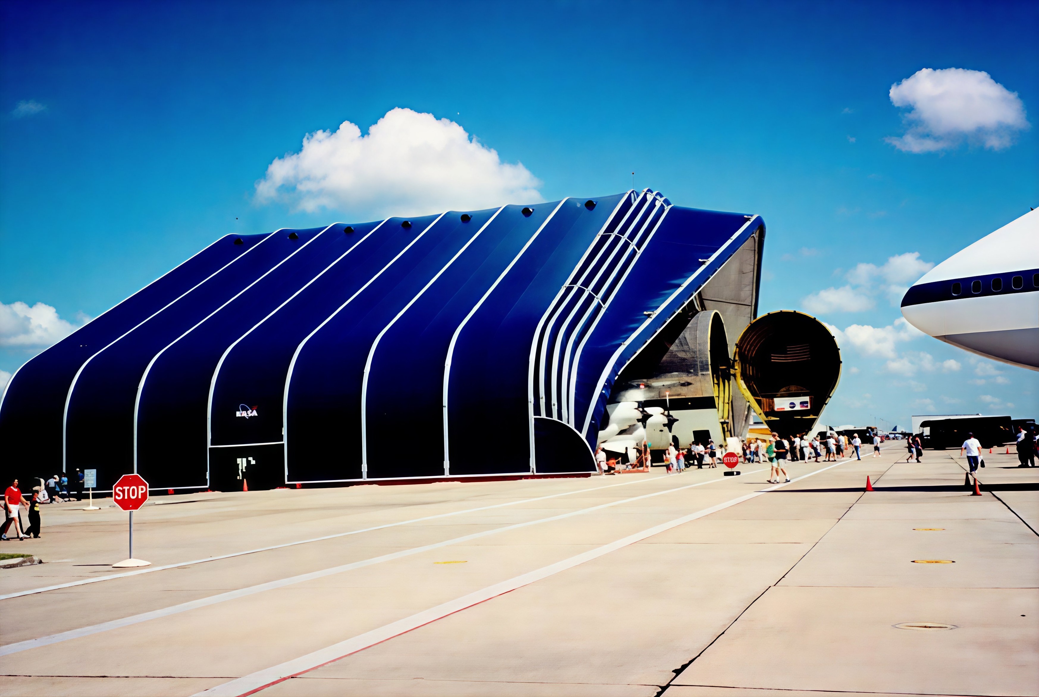 System 80 NASA Clamshelter — large span tension fabric structure